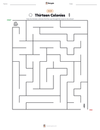 Thirteen Colonies printable worksheet preview