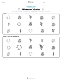 Thirteen Colonies printable worksheet preview