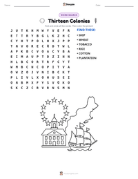 Thirteen Colonies printable worksheet preview