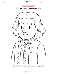 Página para colorear de Thomas Jefferson para niños