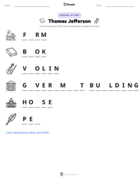 Thomas Jefferson printable worksheet preview