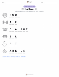 Aperçu de la feuille de travail imprimable La Roue
