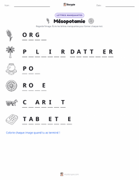 Aperçu de la feuille de travail imprimable Mésopotamie