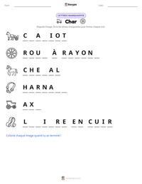 Aperçu de la feuille de travail imprimable Char