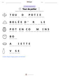 Aperçu de la feuille de travail imprimable Tour de potier