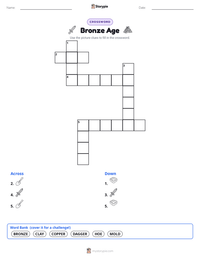 Bronze Age printable worksheet preview