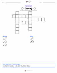 Gravity printable worksheet preview