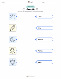 Scheda stampabile di Gravità per bambini