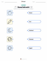 Zwaartekracht afdrukbare werkblad voor kinderen
