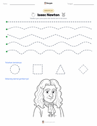 Prabaca lembar kerja cetak Isaac Newton