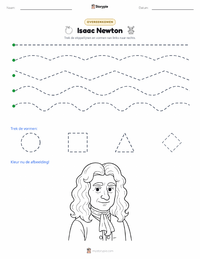 Isaac Newton afdrukbare werkblad voorbeeld