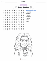 Vista previa de la hoja de trabajo imprimible de Isaac Newton