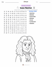 Podgląd drukowalnego arkusza ćwiczeń Isaac Newton