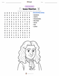 Prévia da folha de atividades imprimível Isaac Newton