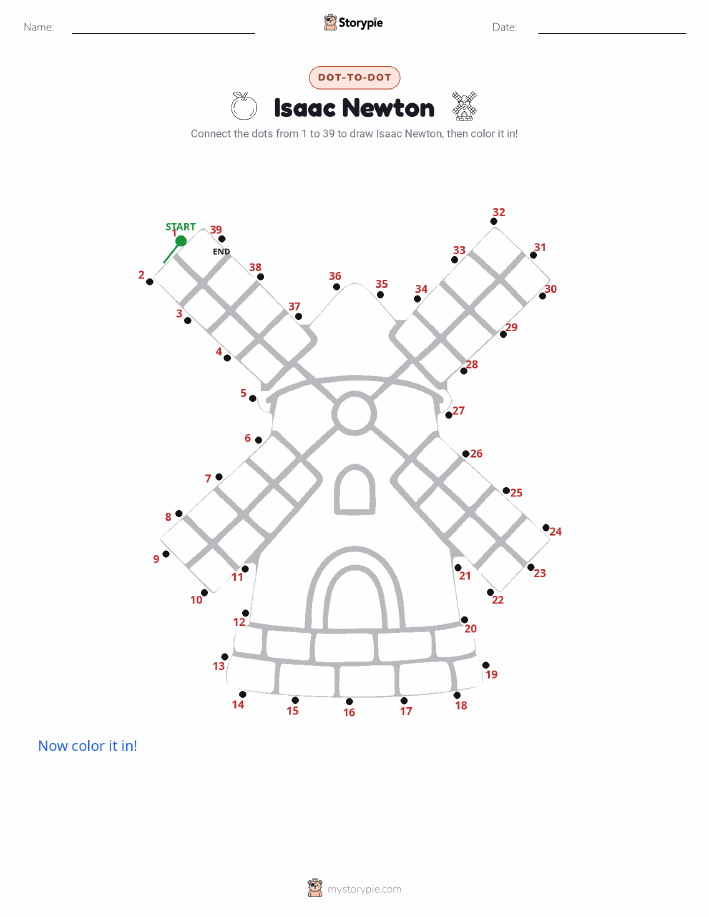 Isaac Newton dot to dot worksheet with an answer key