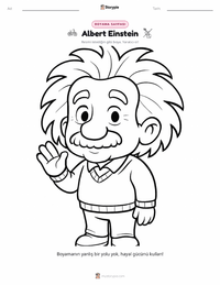 Albert Einstein çocuklar için boyama sayfası