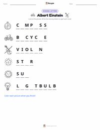 Albert Einstein printable worksheet preview
