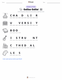 Galileo Galilei printable worksheet preview