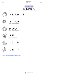 Earth printable worksheet preview