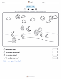 Prévia da folha de atividades imprimível Lua