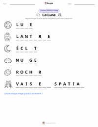 Aperçu de la feuille de travail imprimable Lune