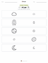 Prévia da folha de atividades imprimível Lua