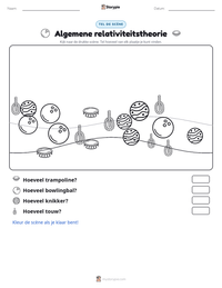 Algemene relativiteitstheorie afdrukbare werkblad voorbeeld