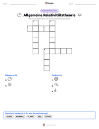 Allgemeine Relativitätstheorie druckbare Arbeitsblatt Vorschau