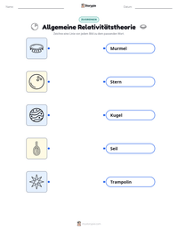 Allgemeine Relativitätstheorie druckbare Arbeitsblatt Vorschau