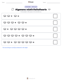 Algemene relativiteitstheorie afdrukbare werkblad voorbeeld