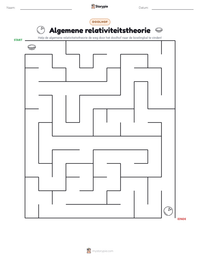 Algemene relativiteitstheorie afdrukbare werkblad voorbeeld