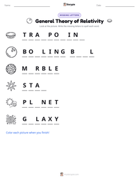 General Theory of Relativity printable worksheet preview