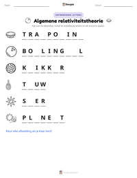 Algemene relativiteitstheorie afdrukbare werkblad voorbeeld
