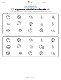Algemene relativiteitstheorie afdrukbare werkblad voorbeeld