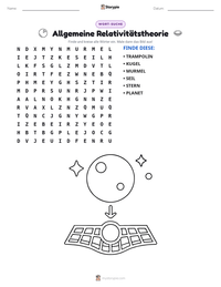 Allgemeine Relativitätstheorie druckbare Arbeitsblatt Vorschau
