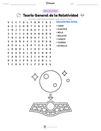 Vista previa de la hoja de trabajo imprimible de Teoría General de la Relatividad