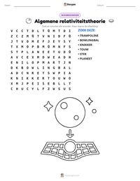 Algemene relativiteitstheorie afdrukbare werkblad voorbeeld