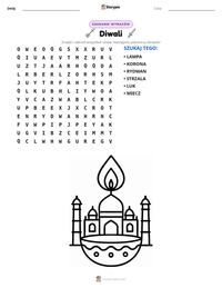 Podgląd drukowalnego arkusza ćwiczeń Diwali
