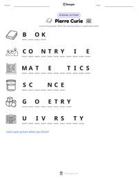 Pierre Curie printable worksheet preview