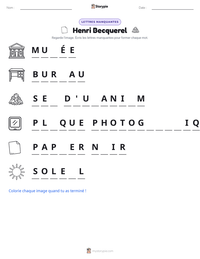 Aperçu de la feuille de travail imprimable Henri Becquerel