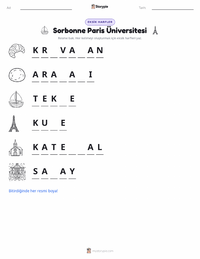 Paris yazdırılabilir çalışma sayfası önizlemesi