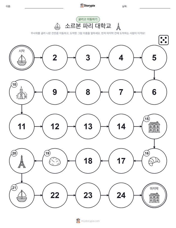 주사위 굴리고 이동하기 게임