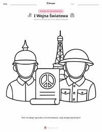 Strona do kolorowania I wojna światowa dla dzieci