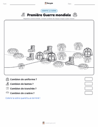 Aperçu de la feuille de travail imprimable Première Guerre mondiale