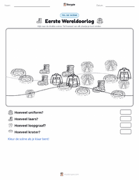 Eerste Wereldoorlog afdrukbare werkblad voorbeeld
