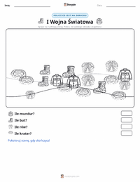 Podgląd drukowalnego arkusza ćwiczeń I wojna światowa