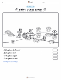 I. Dünya Savaşı yazdırılabilir çalışma sayfası önizlemesi