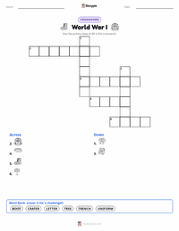 World War I printable worksheet preview