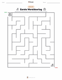 Eerste Wereldoorlog afdrukbare werkblad voorbeeld