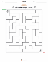 I. Dünya Savaşı yazdırılabilir çalışma sayfası önizlemesi